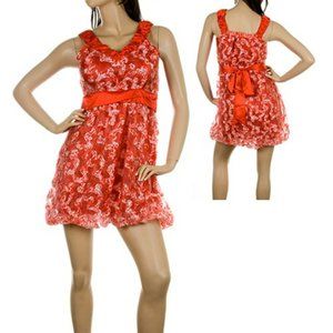 FashionistaStyle,red,white,bow tie,deep Vneck,gathered hem,mini,Brand New,Unique